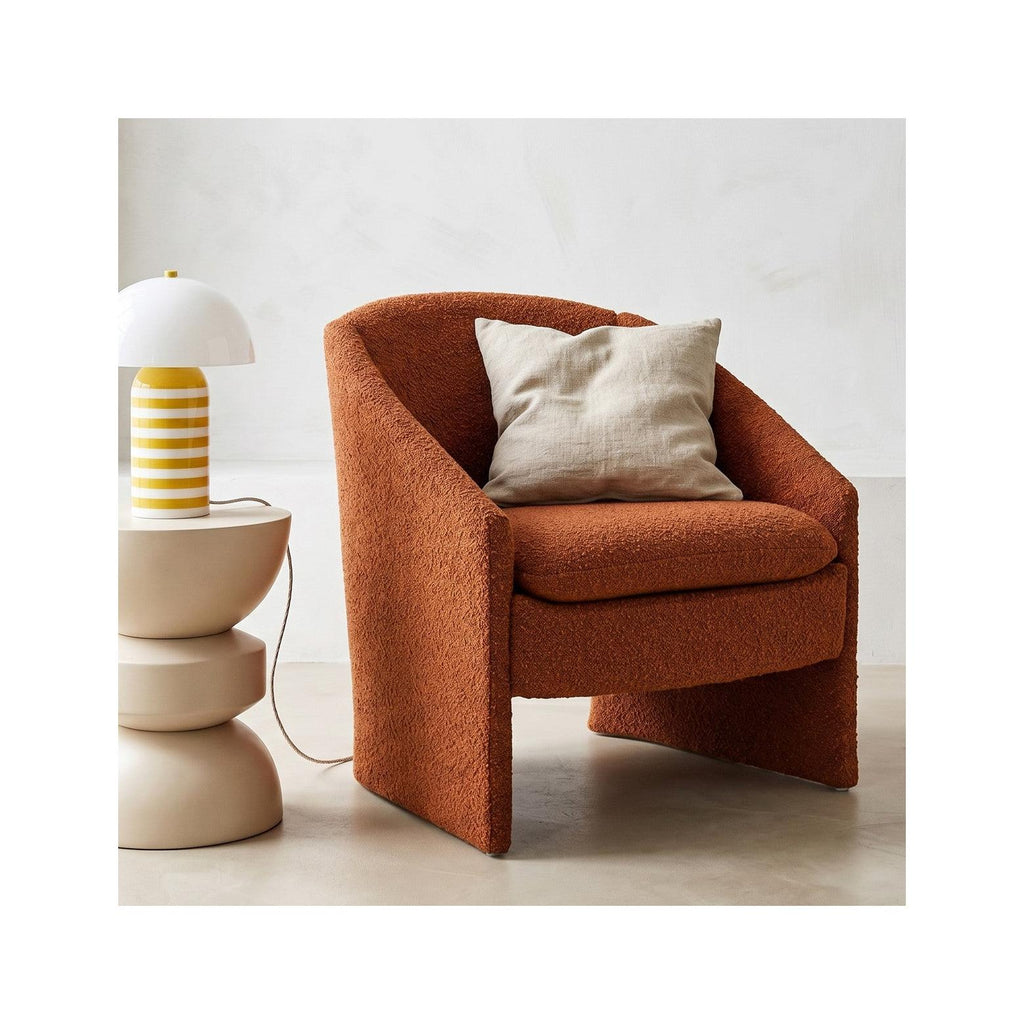 Ami - Fauteuil Arrondi en Tissu Bouclé - Rouille