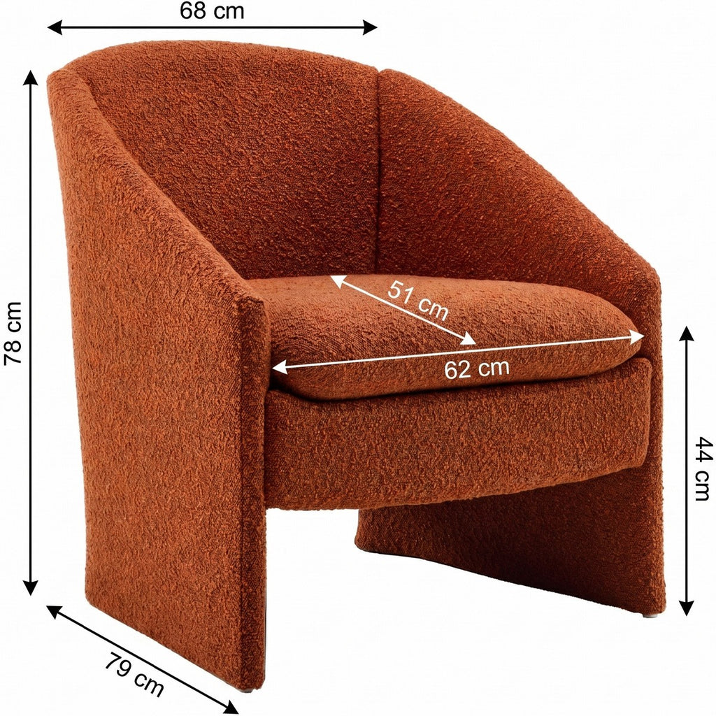 Ami - Fauteuil Arrondi en Tissu Bouclé - Rouille