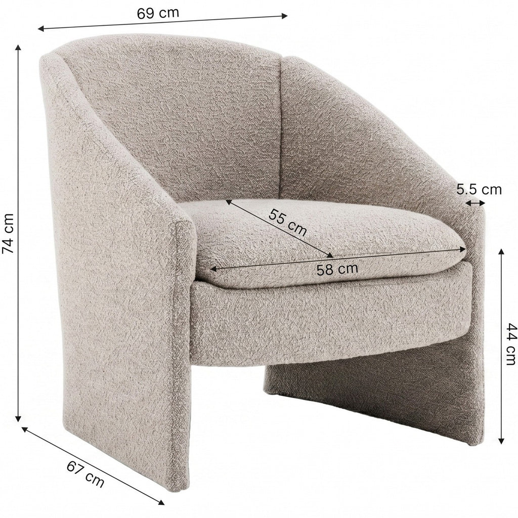 Ami - Fauteuil Arrondi en Tissu Bouclé - Taupe