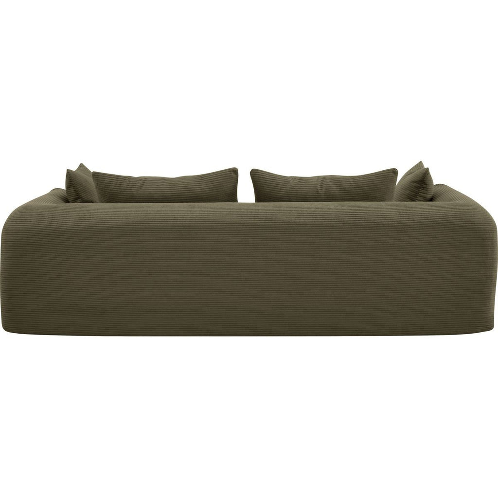 Amo - Canapé Compressé Convertible 3 Places en Velours Côtelé - Vert Kaki