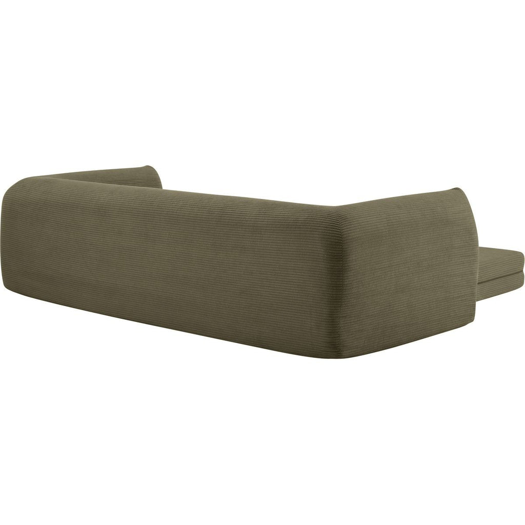 Amo - Canapé Compressé Convertible 3 Places en Velours Côtelé - Vert Kaki