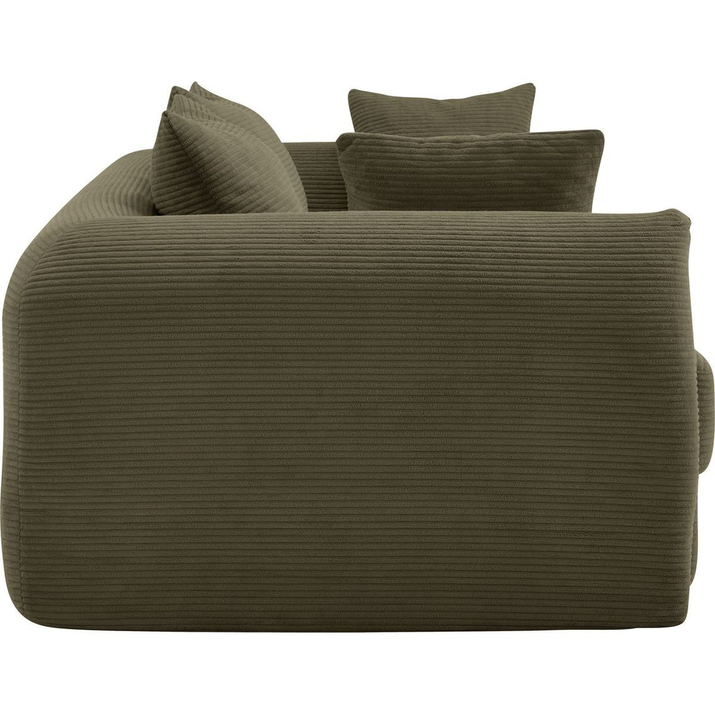 Amo - Canapé Compressé Convertible 3 Places en Velours Côtelé - Vert Kaki