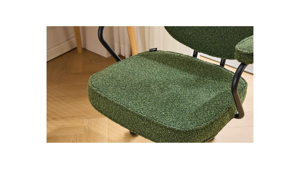 Ann - Fauteuil de Bureau Pivotant et Réglable en Hauteur en Tissu Bouclé - Vert