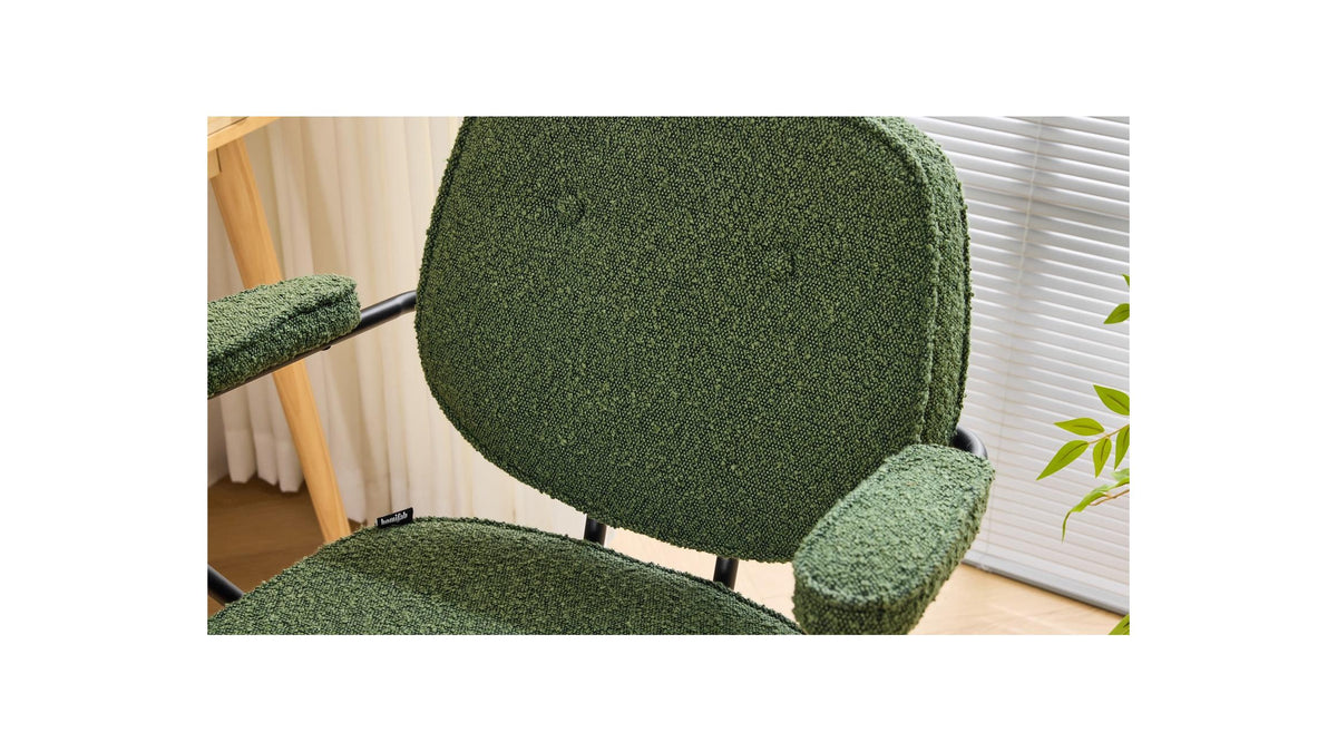 Ann - Fauteuil de Bureau Pivotant et Réglable en Hauteur en Tissu Bouclé - Vert