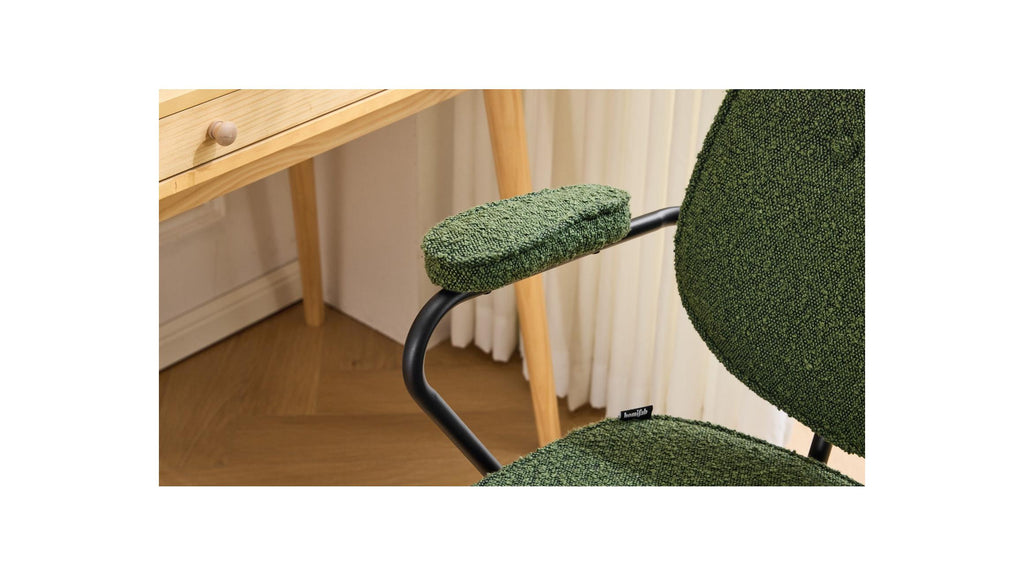 Ann - Fauteuil de Bureau Pivotant et Réglable en Hauteur en Tissu Bouclé - Vert