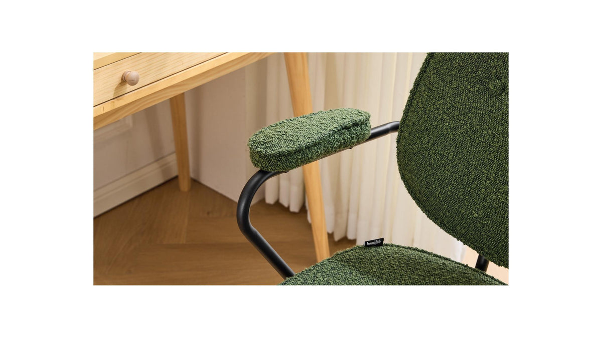 Ann - Fauteuil de Bureau Pivotant et Réglable en Hauteur en Tissu Bouclé - Vert