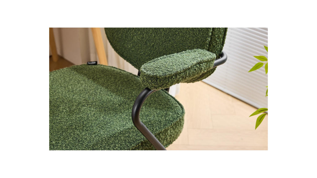 Ann - Fauteuil de Bureau Pivotant et Réglable en Hauteur en Tissu Bouclé - Vert