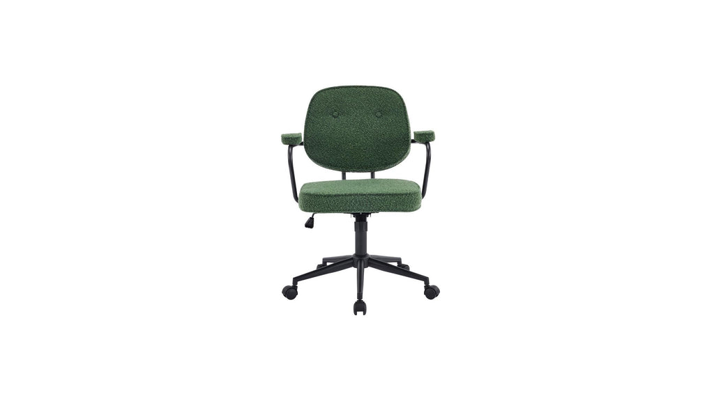Ann - Fauteuil de Bureau Pivotant et Réglable en Hauteur en Tissu Bouclé - Vert