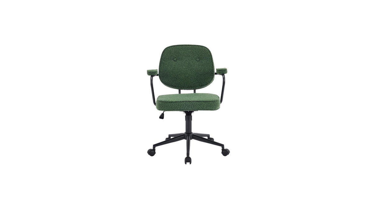 Ann - Fauteuil de Bureau Pivotant et Réglable en Hauteur en Tissu Bouclé - Vert