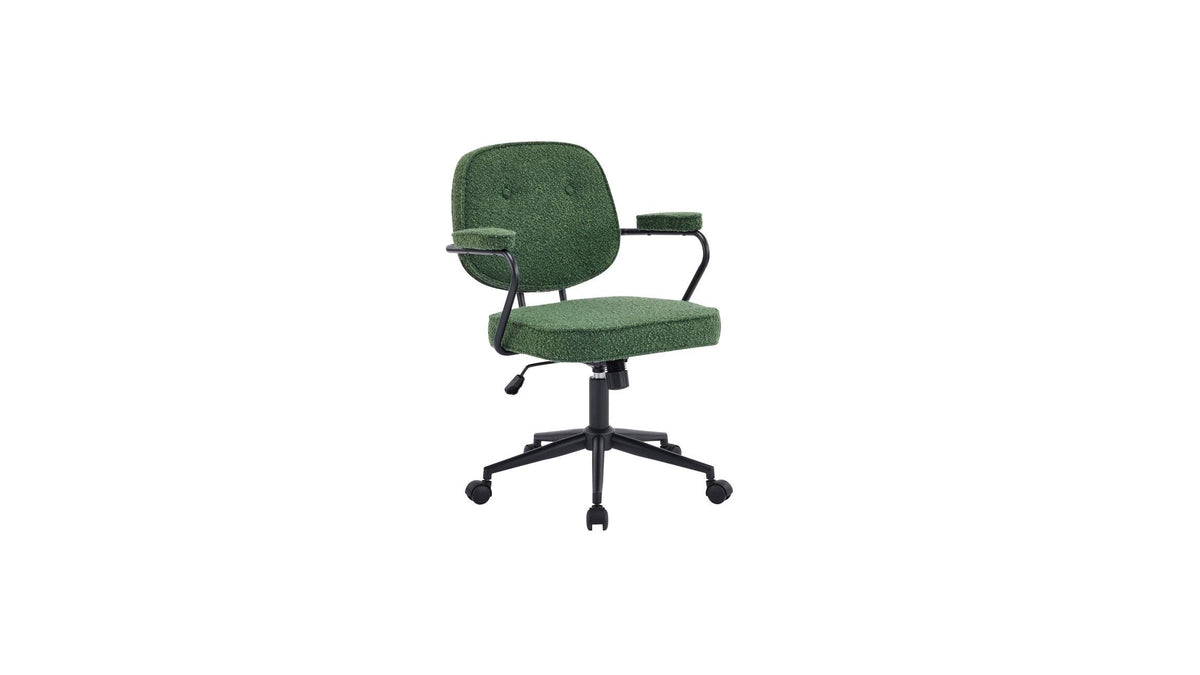 Ann - Fauteuil de Bureau Pivotant et Réglable en Hauteur en Tissu Bouclé - Vert