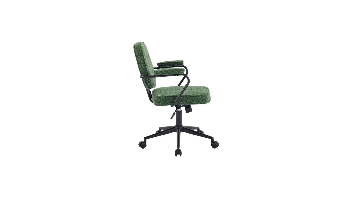 Ann - Fauteuil de Bureau Pivotant et Réglable en Hauteur en Tissu Bouclé - Vert