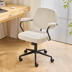 Ann - Fauteuil de Bureau Pivotant et Réglable en Hauteur en Velours Côtelé - Beige