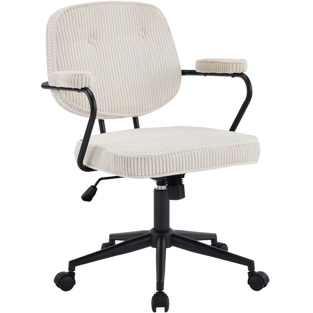 Ann - Fauteuil de Bureau Pivotant et Réglable en Hauteur en Velours Côtelé - Beige