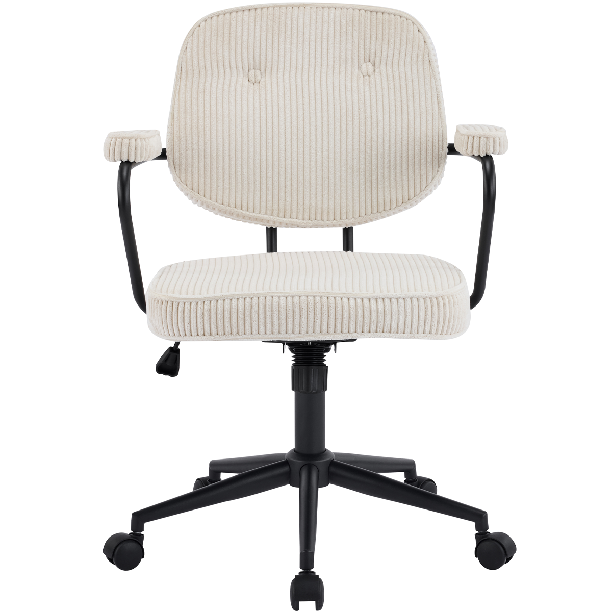 Ann - Fauteuil de Bureau Pivotant et Réglable en Hauteur en Velours Côtelé - Beige