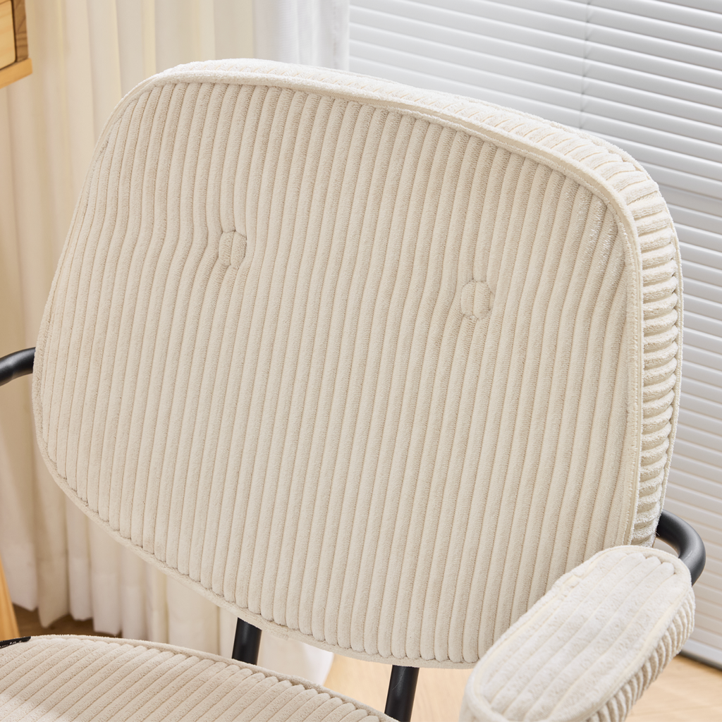 Ann - Fauteuil de Bureau Pivotant et Réglable en Hauteur en Velours Côtelé - Beige