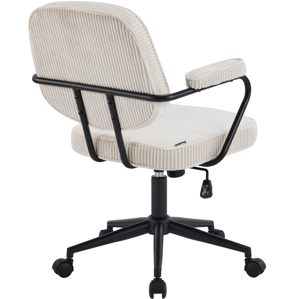 Ann - Fauteuil de Bureau Pivotant et Réglable en Hauteur en Velours Côtelé - Beige