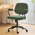 Ann - Fauteuil de Bureau Pivotant et Réglable en Hauteur en Velours Côtelé - Vert Kaki