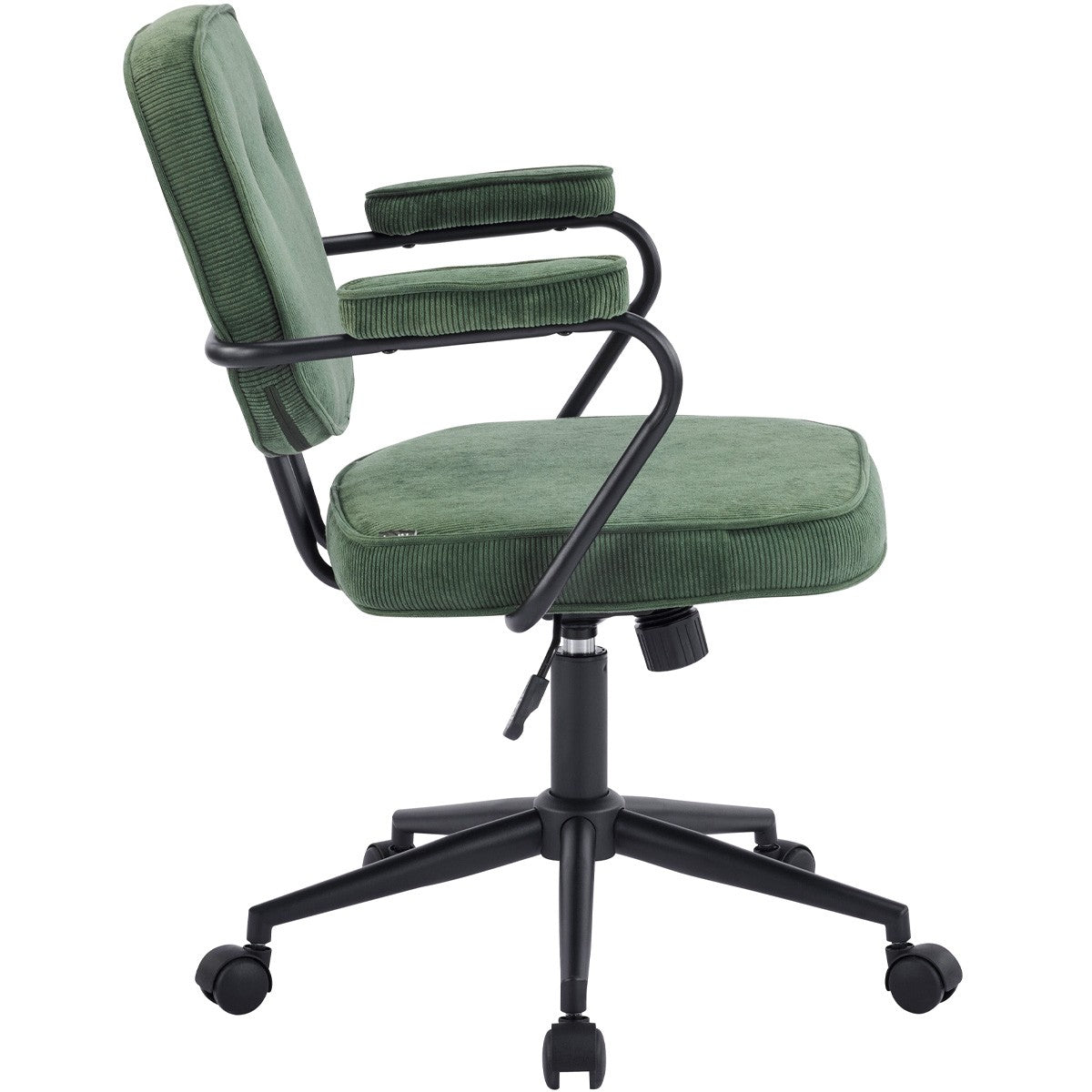 Ann - Fauteuil de Bureau Pivotant et Réglable en Hauteur en Velours Côtelé - Vert Kaki