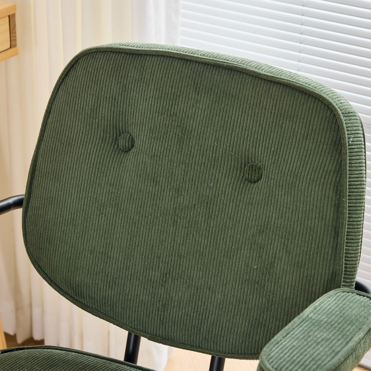 Ann - Fauteuil de Bureau Pivotant et Réglable en Hauteur en Velours Côtelé - Vert Kaki