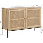 Iris - Buffet 2 Portes en Cannage Naturel et Effet Chêne 110 cm - Bois
