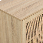 Iris - Buffet 2 Portes en Cannage Naturel et Effet Chêne 110 cm - Bois