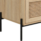 Iris - Commode 6 Tiroirs en Cannage Naturel et Effet Chêne 120 cm - Bois