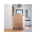 Iris - Meuble à Chaussures 3 Portes en Cannage et Effet Chêne 70 cm - Bois
