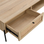Iris - Mesa de centro - Rejilla de ratán y efecto roble - Madera