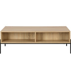 Iris - Mesa de centro - Rejilla de ratán y efecto roble - Madera