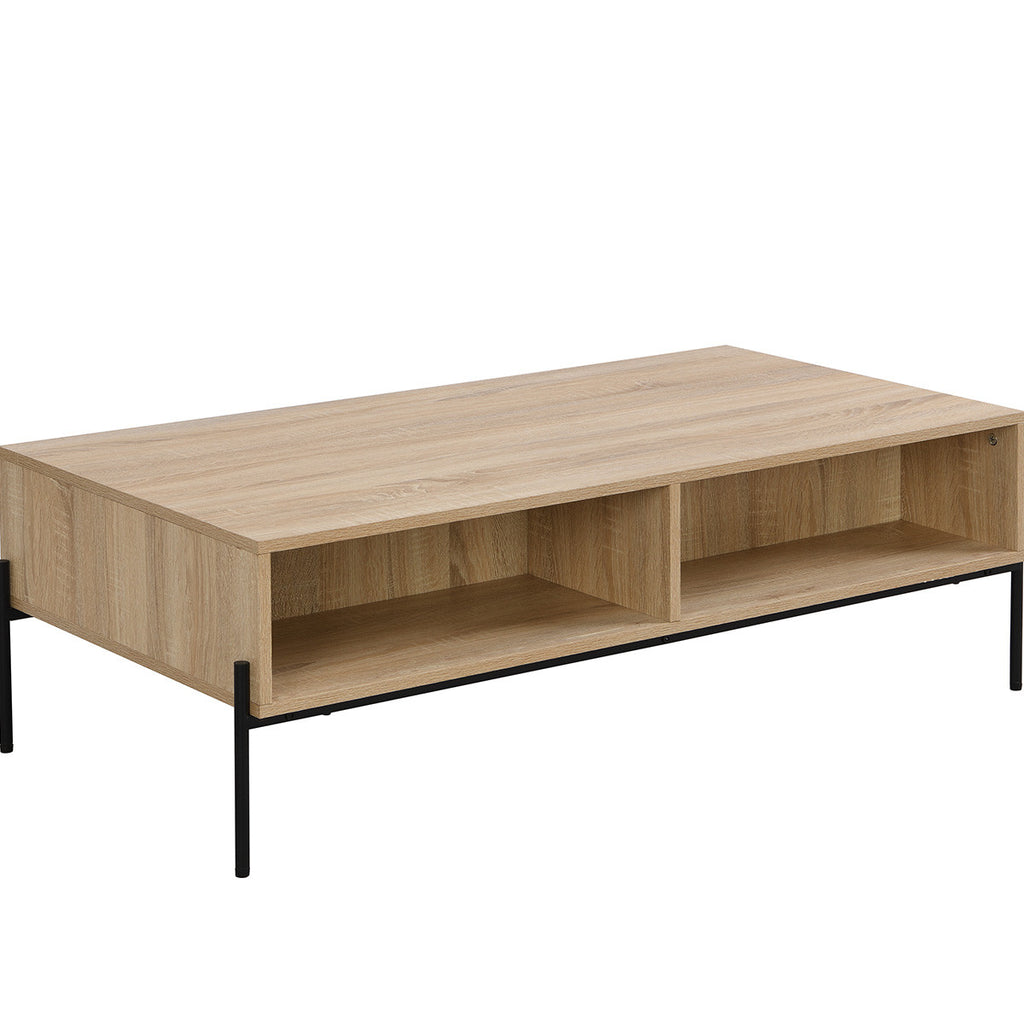 Iris - Mesa de centro - Rejilla de ratán y efecto roble - Madera