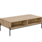 Iris - Mesa de centro - Rejilla de ratán y efecto roble - Madera