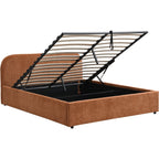 Cassis - Lit Coffre Adulte 140x190 cm avec Tête de Lit en Tissu Chenille - Terracotta
