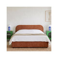 Cassis - Lit Coffre Adulte 140x190 cm avec Tête de Lit en Tissu Chenille - Terracotta