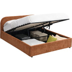 Cassis - Lit Coffre Adulte 140x190 cm avec Tête de Lit en Tissu Chenille - Terracotta