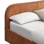 Cassis - Lit Coffre Adulte 140x190 cm avec Tête de Lit en Tissu Chenille - Terracotta
