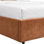 Cassis - Lit Coffre Adulte 140x190 cm avec Tête de Lit en Tissu Chenille - Terracotta