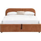 Cassis - Lit Coffre Adulte 140x190 cm avec Tête de Lit en Tissu Chenille - Terracotta