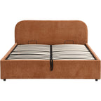 Cassis - Lit Coffre Adulte 140x190 cm avec Tête de Lit en Tissu Chenille - Terracotta