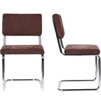 Dulce - Lot de 2 Chaises en Tissu Chenille et Piètement Chromé - Marron