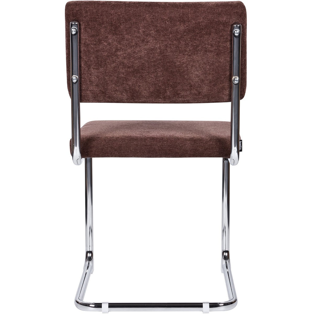 Dulce - Lot de 2 Chaises en Tissu Chenille et Piètement Chromé - Marron