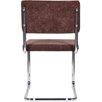 Dulce - Lot de 2 Chaises en Tissu Chenille et Piètement Chromé - Marron