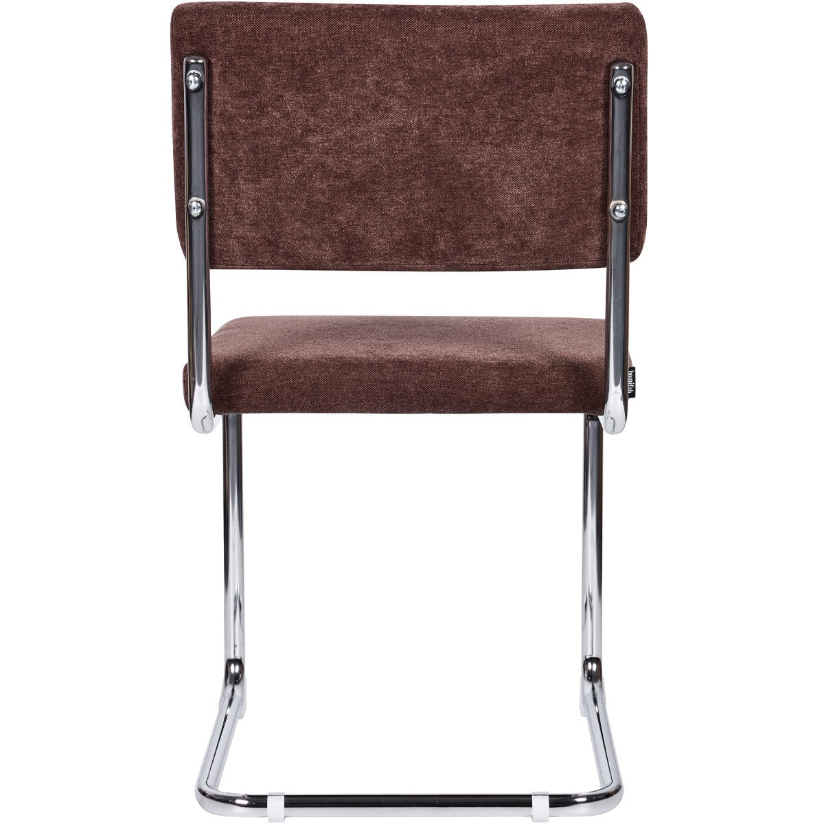Dulce - Lot de 2 Chaises en Tissu Chenille et Piètement Chromé - Marron