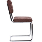 Dulce - Lot de 2 Chaises en Tissu Chenille et Piètement Chromé - Marron