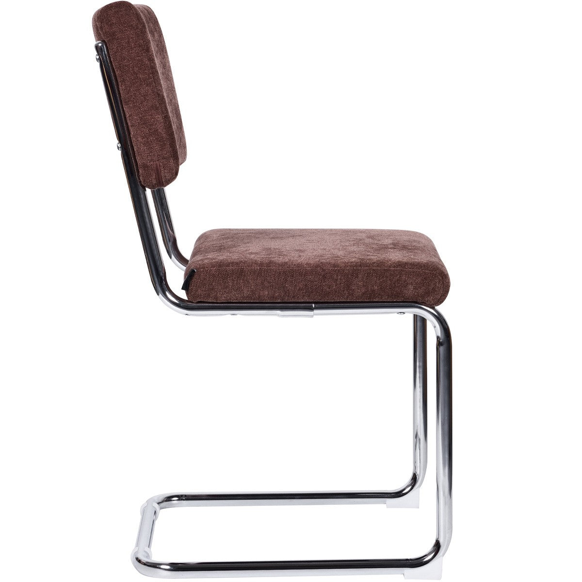 Dulce - Lot de 2 Chaises en Tissu Chenille et Piètement Chromé - Marron