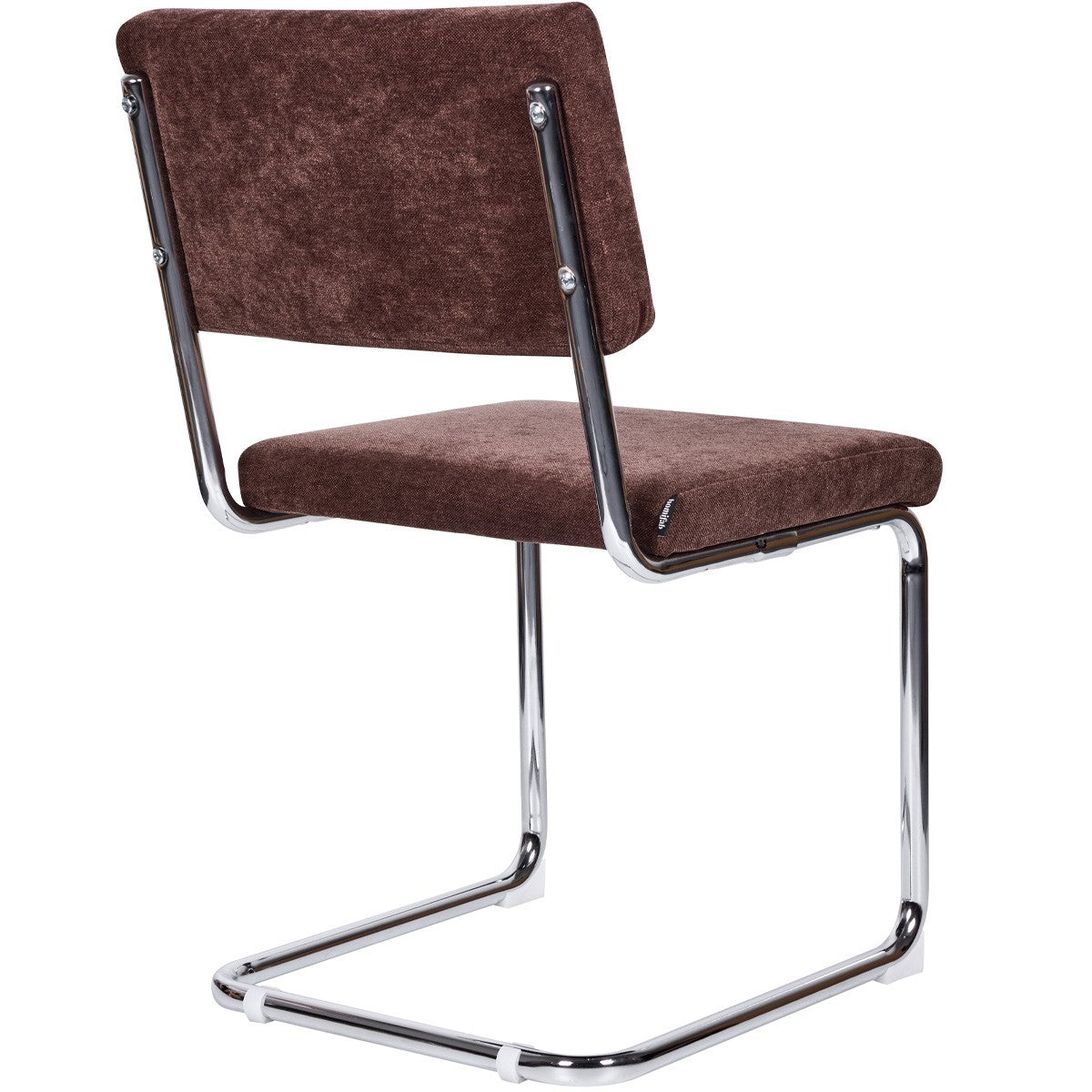 Dulce - Lot de 2 Chaises en Tissu Chenille et Piètement Chromé - Marron