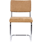 Dulce - Lot de 2 Chaises en Tissu Chenille et Piètement Chromé - Camel