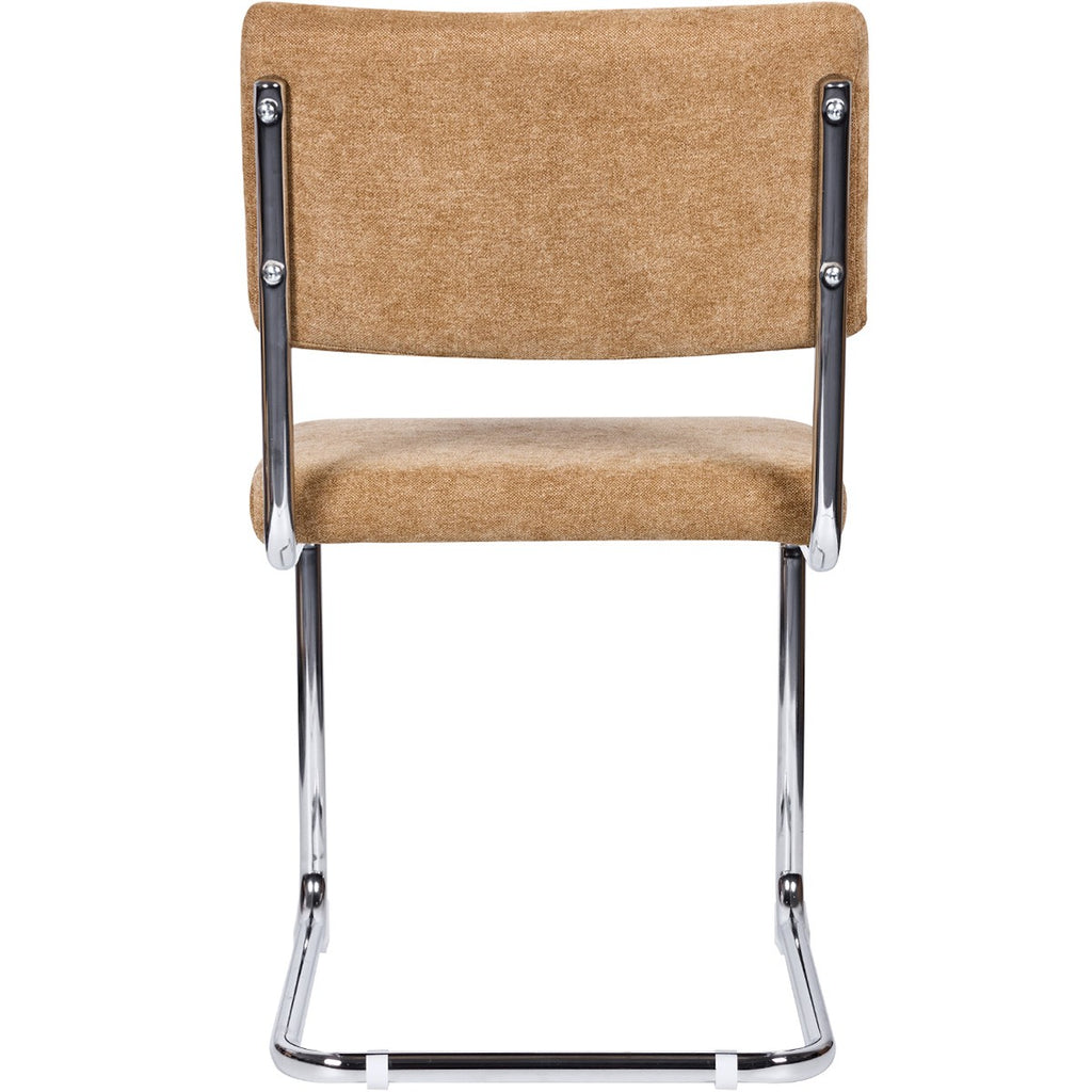 Dulce - Lot de 2 Chaises en Tissu Chenille et Piètement Chromé - Camel