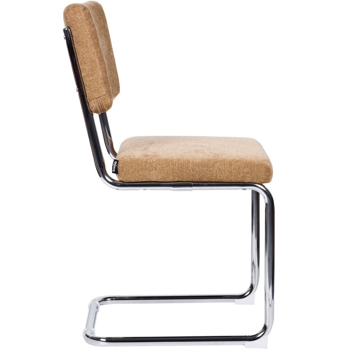 Dulce - Lot de 2 Chaises en Tissu Chenille et Piètement Chromé - Camel