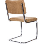 Dulce - Lot de 2 Chaises en Tissu Chenille et Piètement Chromé - Camel
