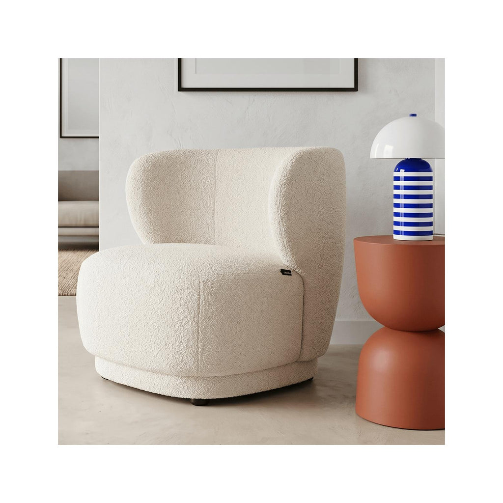 Ester - Fauteuil en Tissu Bouclette Écru - Beige
